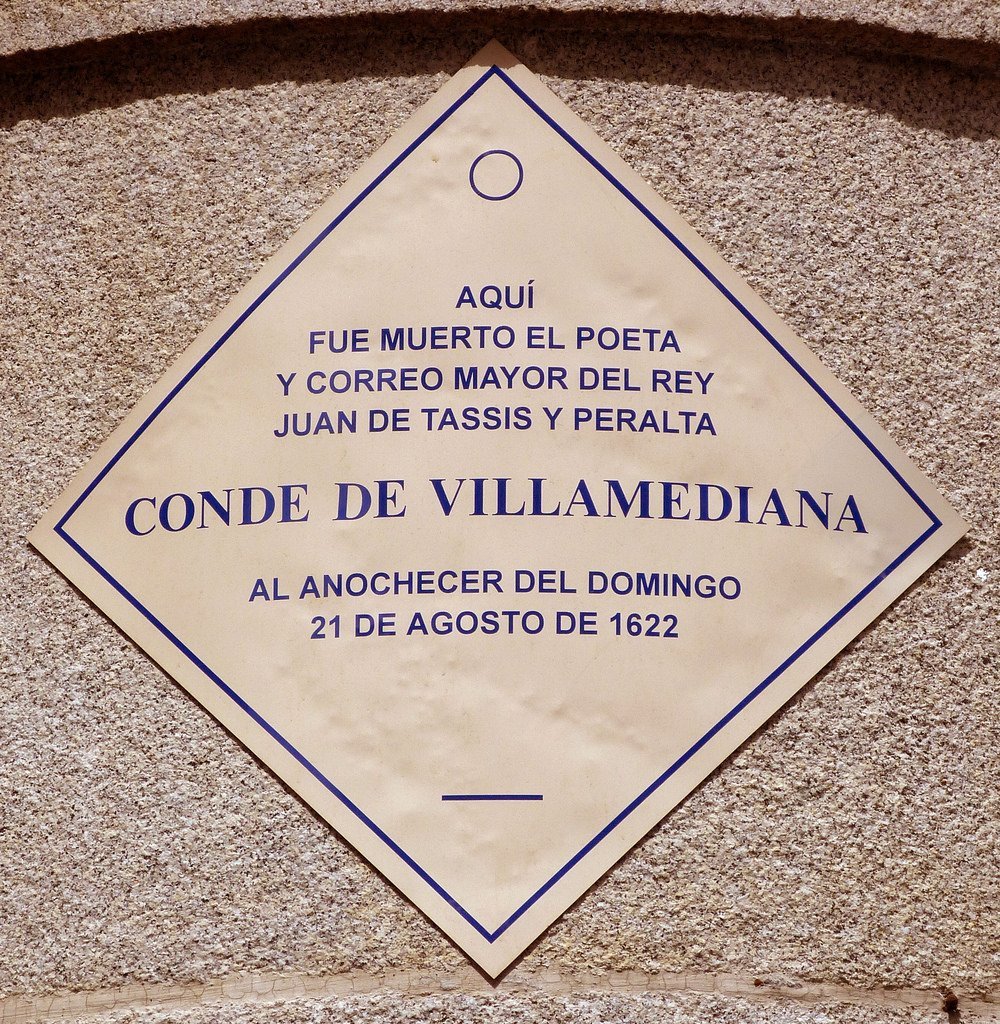 placa recordatorio de Juan de Tassis y Peralta, Conde de Villamediana
