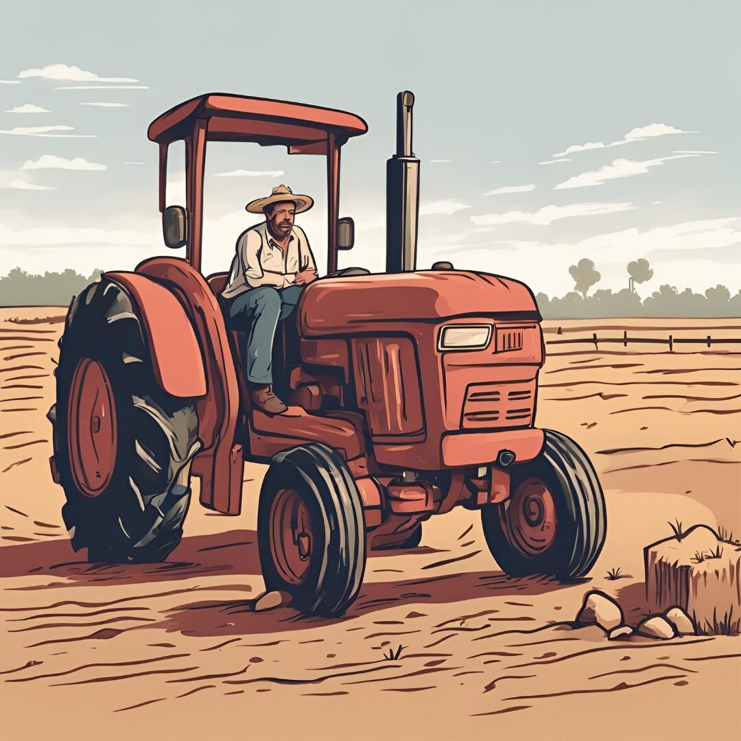 dibujo humilde campesino tractor tierra sequía