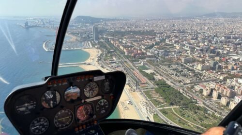 helicóptero barcelona playa puerto turista regalo viaje