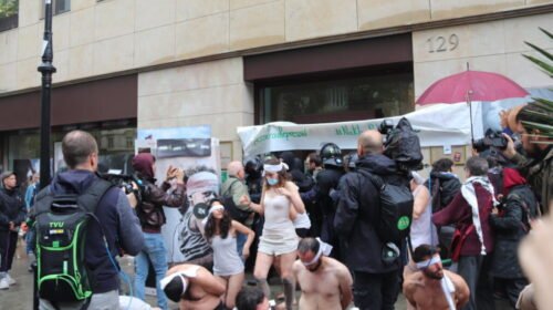 Mossos porrazos manifestación propalestinos