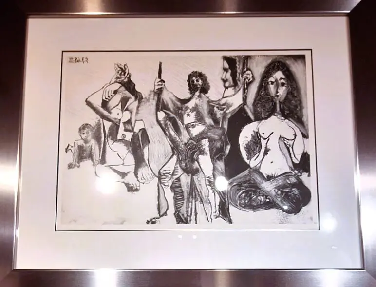 "Hombre de rizos columpiándose, con odaliscas, amorcillo y español de perfil" (1968) Picasso